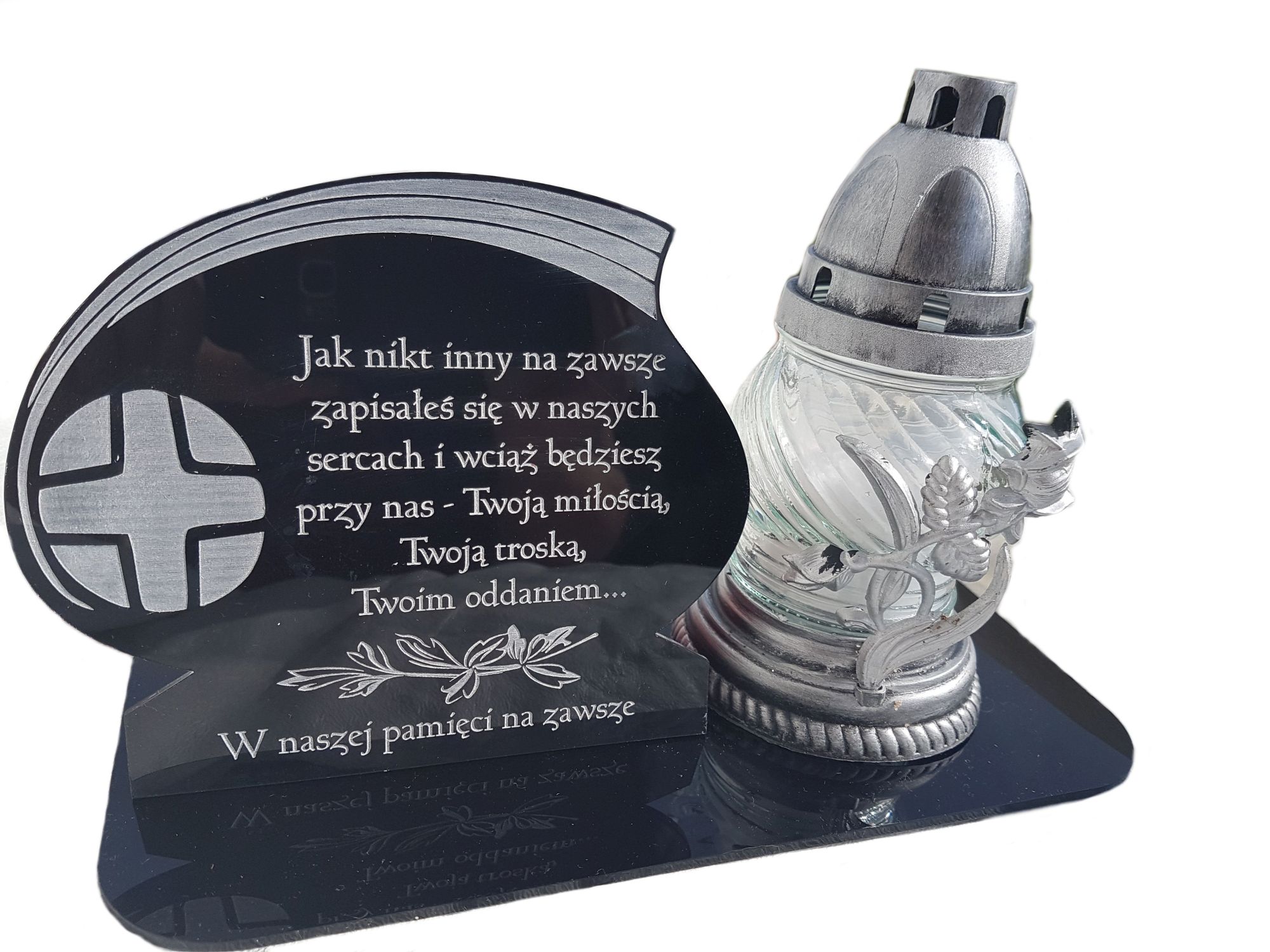 znicz z GRAWEREM, podstawka na nagrobek, 25cm